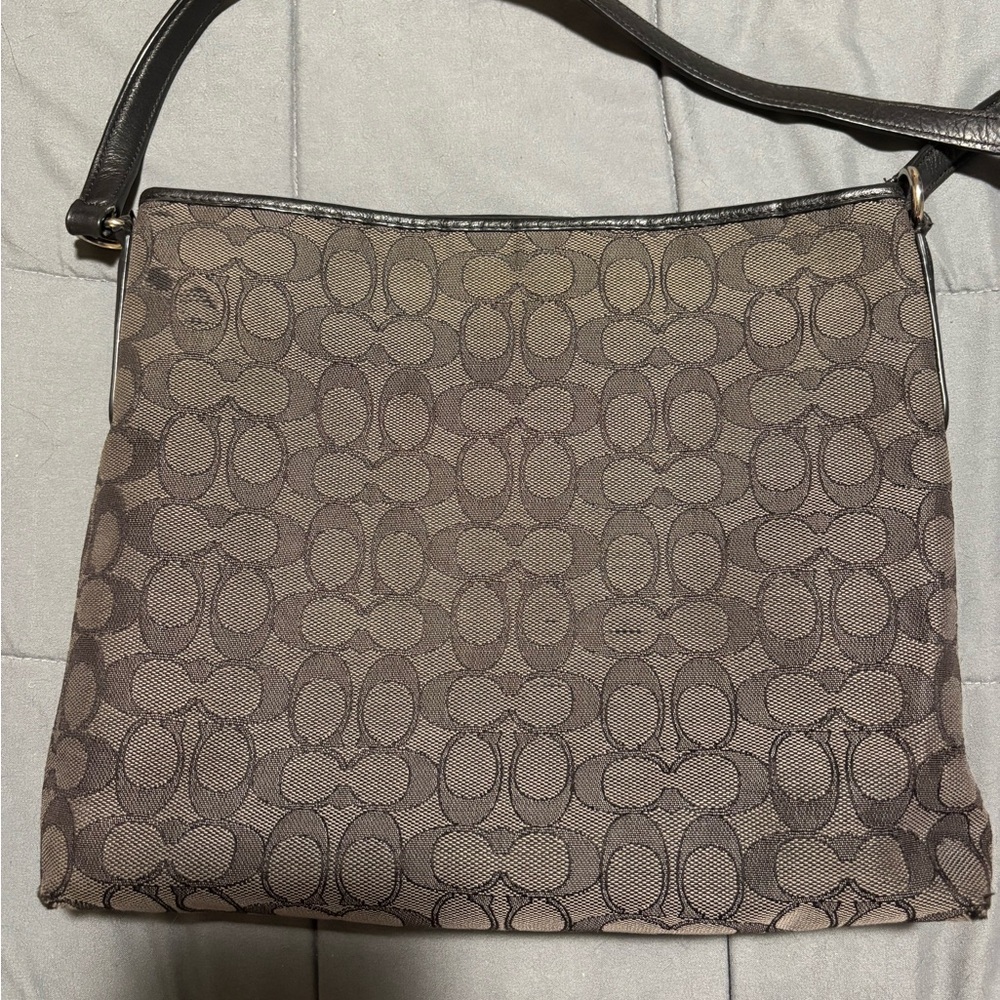 COACH Dark Gray Signature Canvas Crossbody Bag - Picture 7 of 10